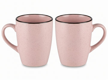 Kath N Clay Premium Ceramic Coffee Mugs Set of 2 | Minimalist Blush Pink Speckled Stoneware Tea Cups with Dark Rim | Microwave & Dishwasher Safe Coffee Mugs for Tea, Latte, Cappuccino & Chai | Luxury Drinkware