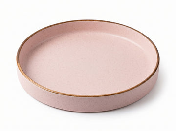 Kath N Clay Premium Ceramic Dinner Plate (Single Piece) | Blush Pink Speckled Stoneware Plate with Raised Rim | Modern Flat Plate for Main Course, Pasta & Serving | Microwave & Dishwasher Safe | Luxury Minimalist Tableware